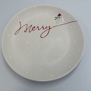 Hallmark Merry Tiny Snowman Raised Dots Christmas Cookie Plate Decor 8"